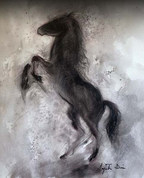 Charcoal study of a rearing horse from the festival art gallery
